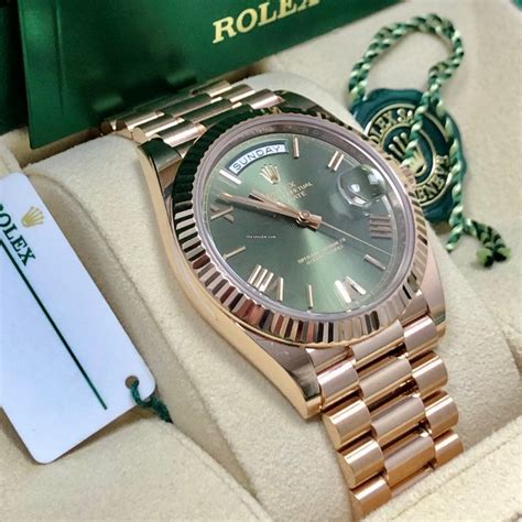 rolex day date rose gold green dial replica|rolex rose gold presidential 41mm.